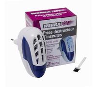 WERKA PRO Prise Destructeur d'Insectes Compact 10 m² Blanc Silencieux | Usage intérieur, sans produit chimique, protection 10 m², boîtier de protection, bac de récupération, 10,1 x 6,1 x 12 cm
