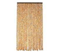 WERKA PRO Rideau Chenille Marron et Blanc - 90 x 220 cm - Protection Contre Insectes et Poussière - Tringle Ajustable et Anneaux de Suspension - Fibres Synthétiques Anti Effilochage