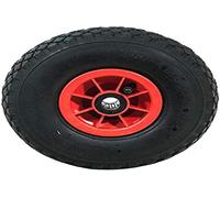 WERKA PRO Roue Gonflable 10'' 260 x 85 mm - Alésage 16 mm - Jante Plastique Rouge - Roulements à Billes - Chambre à Air en Caoutchouc - Usage Diables et Chariots