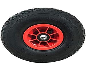 WERKA PRO Roue Gonflable 10'' 260 x 85 mm - Alésage 16 mm - Jante Plastique Rouge - Roulements à Billes - Chambre à Air en Caoutchouc - Usage Diables et Chariots