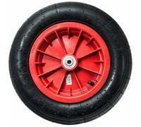 WERKA PRO Roue Gonflable 14'' 360 x 85mm - Alésage 10mm - Jante Rouge - Roulements à Billes - Bande de Roulement en Ligne - Pression Maxi 2 Bars - Usage Brouettes et Remorques