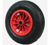 WERKA PRO Roue Gonflable 15'' - 385 x 95 mm - Alésage 20 mm - Roulements à Rouleaux Cylindriques - Pour Brouette et Remorque de Jardin - Jante Rouge - Valve Droite