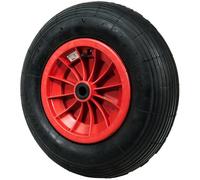 WERKA PRO Roue gonflable 16 pouces pour chariots, diables et remorques de jardin, durable et résistante avec roulements à rouleaux, dimensions 400x105 mm, alésage 25 mm, rouge.