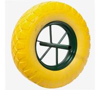 WERKA PRO Roue Increvable Brouette 15'' Alésage 20 mm Ø385 x 95 mm Jaune | Robuste, durable, usage jardin, pneu mou Ø385 x 95 mm, pour brouette ou remorque, alésage 20 mm, longueur axe 242 mm