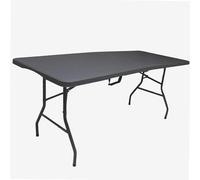 WERKA PRO Table Pliante rectangulaire Grise 180 x 74 x 74 cm | Polyéthylène, acier, polyvalent, robuste, durable, compact, usage jardin et terrasse, extérieur, barbecue, poignée transport
