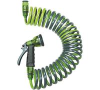 WERKA PRO Tuyau d'arrosage Spirale 7,5m, White | Extensible, durable, léger, pistolet multijets 7 fonctions, raccords automatiques, diamètre Ø12mm, compact et pratique