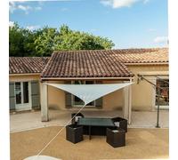 WERKA PRO Voile d'Ombrage Triangulaire Polyéthylène 5 x 5 x 5 m Crème | Polyéthylène, acier, traité anti-UV, durable, lavable, tressé, solaire, usage extérieur, 5 x 5 x 5 m, pour jardin, terrasse