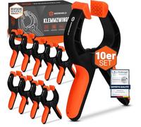 WERKHELD® Lot de 10 pinces de serrage rotatives en nylon avec ressort en carbone et poignées caoutchoutées - Pincettes 7 cm et forte tenaille
