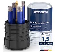 WERKSTEIN Set de forets à carrelage - 6I8I10I12mm foret à verre & 6mm foret à pointer carbure - Foret diamanté pour carrelage, verre, marbre, granit - Idéal pour les carreaux durs