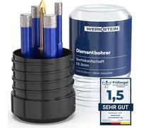 WERKSTEIN Set de forets à carrelage - 6I8I10I12mm foret à verre & 6mm foret à pointer carbure - Foret diamanté pour carrelage, verre, marbre, granit - Idéal pour les carreaux durs