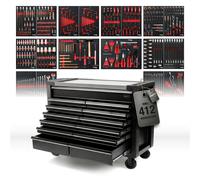 Werkzeugschrank PRO Line "DOUBLE FULL BLACK" 13 Schubladen Noir Avec Outils