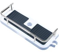 Werkzeyt ZYT330596 Étagère de douche 323 x 120 mm avec bordure de protection et égouttoir Support de douchette intégré en plastique ABS Blanc et chromé