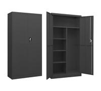 WERNBUPS Armoire en acier anthracite 90 x 40 x 180 cm avec 4 étagères, design industriel, armoire durable comme garde-robe ou armoire de rangement pour vêtements, balais et aspirateur