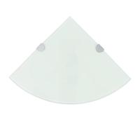 WERNBUPS Étagère d'angle en verre blanc 25 x 25 cm | Verre de sécurité trempé de 8 mm, supports chromés, montage facile, pour cuisine, salle de bain, salon