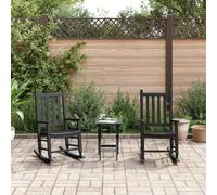 WERNBUPS Lot de 2 chaises à bascule noires en bois massif de peuplier | Peinture imperméable, design sommier à lattes, pieds stables, pour terrasse, balcon