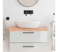 WERNBUPS Plateau de lavabo en bois massif chêne marron clair 80 x 30 x 2-6 | Fabriqué à la main avec bord naturel, surface laquée, polyvalente comme étagère ou plateau de table
