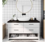 WERNBUPS Plateau de lavabo en bois massif chêne marron foncé 140 x 60 cm | Pliable avec charnières, fait à la main avec bord naturel, polyvalent comme étagère ou table