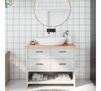 WERNBUPS Plateau de lavabo en bois massif marron clair 100 x 30 x 2-4 cm | Fabriqué à la main avec bord naturel, surface laquée, polyvalente comme étagère ou plateau de table