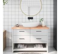 WERNBUPS Plateau de lavabo en bois massif marron clair 120 x 40 cm | Pliable avec charnières, bord naturel, fabriqué à la main, surface laquée, utilisation polyvalente