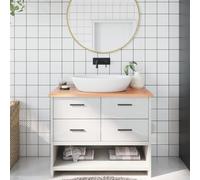 WERNBUPS Plateau de lavabo marron clair 100 x 60 x 2 cm en bois massif | Fabriqué à la main avec bord naturel, surface laquée, polyvalente comme étagère ou table