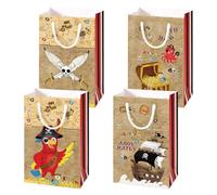 WERNNSAI Sacs cadeaux pirates - Lot de 16 sacs cadeaux pirates anniversaire décorations enfants perroquets sacs à bonbons avec poignée sacs cadeaux pirates fournitures fête d'anniversaire