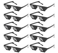 Werownsgso Thug Life Lot de 10 lunettes de soleil pixelées Thug Life Lunettes amusantes en mosaïque Unisexe Convient pour les costumes de fête et les décorations de cosplay