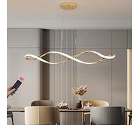 WERSVG Lampe Suspendue de Table à Manger Lampe Suspendue 45W LED Moderne Dimmable Avec Télécommande Lampe de Cuisine Réglable en Hauteur pour Salon Salle à Manger Cuisine Éclairage Décoratif (Or)
