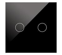 WESA FCM-05-B Double commutateur tactile en verre noir encastrable, boîtier en verre avec écran tactile, matériel de montage et indicateur LED, FCM-05-B