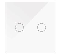 WESA - Interrupteur tactile double en verre blanc et encastrable. Boîtier en verre avec écran tactile, avec matériel de montage et indicateur LED