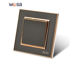 WESA noir miroir acrylique applique murale interrupteur Vintage ignifuge panneau bouton 1 Gang 1 voie interrupteur à bascule mural marche/arrêt AC 250 V 1 Socket With Ground