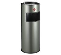 WESCO 150601-03 Cendrier sur pied 30 en NOUVEL ARGENT avec tamis et 30 litres de capacité de déchets / Poubelle / Cendrier