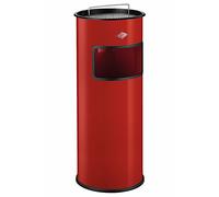 WESCO 150831-02 : Poubelle sur socle, diamètre 60 cm, en plastique de couleur rouge, avec bac interne et une capacité de 24 litres. Peut également servir de cendrier