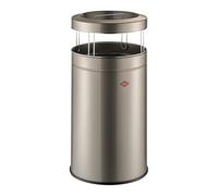 WESCO Big Ash Cendrier sur pied stable avec toit de couleur argent neuf, tôle d'acier revêtue par pulvérisation, volume 120 l, fixation intérieure pour sacs poubelles, passoire amovible