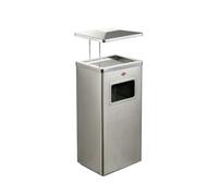 WESCO Cendrier sur pied avec toit en acier inoxydable mat - Volume : 19 l - Avec tamis et toit - Insert en acier inoxydable - Résistant aux intempéries - Convient pour l'extérieur
