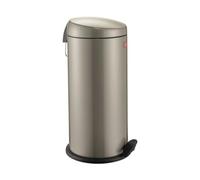 WESCO Collecteur de déchets à pédale classique Capboy Maxi dans la couleur argent neutre, tôle d'acier revêtue par pulvérisation, insert en métal de 22 litres de volume, pédale en plastique