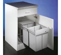WESCO Collecteur de déchets encastrable Double Master Maxi 40 DT - 2 x 20 litres, coulisse à sortie totale, porte battante