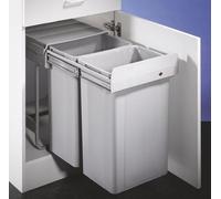 WESCO Collecteur de déchets encastrableDouble 40 DT-26 - 2 x 26 L, coulisse à sortie totale, porte battante