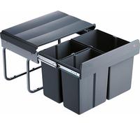 Wesco Collecteur de déchets Trio Shorty smart 30 litres (1 x15 litres ; 2 x 7,5 litres) gris alu