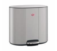 WESCO Multicollector Lot de 2 poubelles à pédale gris mat en tôle d'acier revêtue par pulvérisation, 2 récipients en plastique de 25 l, pédale en métal, poignée pratique, filtre anti-odeurs