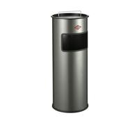 WESCO Petit cendrier sur pied avec tamis de couleur argent neutre, tôle d'acier revêtue par pulvérisation, volume de 30 l, fente d'insertion, insert en métal