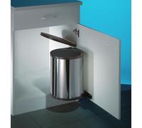 WESCO Poubelle à encastrer ronde - inox / noir, 13 litres