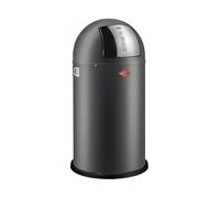 Wesco Poubelle Pushboy de couleur graphite mat, tôle d'acier revêtue par pulvérisation, volume de 50 litres, grand rabat en acier inoxydable, récipient intérieur amovible