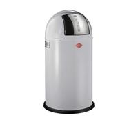 Wesco Poubelle Pushboy de couleur grise, tôle d'acier revêtue par pulvérisation, volume de 50 litres, grand rabat en acier inoxydable, récipient intérieur amovible