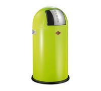 WESCO Poubelle Pushboy de couleur vert citron, tôle d'acier revêtue par pulvérisation, volume de 50 l, grand rabat en acier inoxydable, bac intérieur amovible