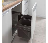 Wesco SortoMaxx 840607-60 Poubelle encastrable - Gris Orion, 2 x 17 litres, montage sur paroi latérale
