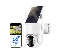WESECUU Camera Surveillance WiFi Exterieure sans Fil Solaire 2.5K 4MP | Panneau Solaire 5W, AOV Enregistrement 24/7, Suivi Auto, Batterie 8000mAh, 2.4G et 5GHz Wi-Fi, 360° PTZ, , IP66, PIR
