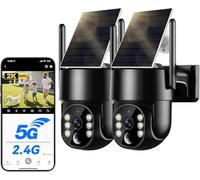 WESECUU Camera Surveillance WiFi Exterieure sans Fil Solaire 2.5K 4MP | Panneau Solaire 5W, AOV Enregistrement 24/7, Suivi Auto, Batterie 8000mAh, 2.4G et 5GHz Wi-Fi, 360° PTZ, IP66, PIR
