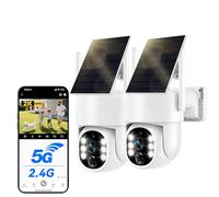 WESECUU Camera Surveillance WiFi Exterieure sans Fil Solaire 2.5K 4MP | Panneau Solaire 5W, AOV Enregistrement 24/7, Suivi Auto, Batterie 8000mAh, 2.4G et 5GHz Wi-Fi, 360° PTZ, IP66, PIR