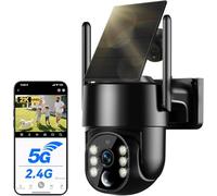 WESECUU Camera Surveillance WiFi Exterieure sans Fil Solaire 2.5K 4MP | Panneau Solaire 5W, Enregistrement 24/7, Suivi Auto, Batterie 8000mAh, 2.4G et 5GHz Wi-Fi, 360° PTZ, IP66, PIR