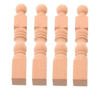 WESIEVYA 4 Pièces Balustres de Couloir en Bois Non Peint 13,5x2x2 Cm pour Décoration Intérieure et Meubles Miniatures, Installation Facile et Structure Stable